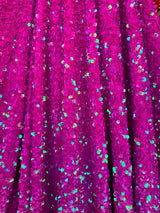 Stretch Sequin on Velvet Fuchsia Iridescent