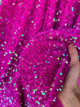 Stretch Sequin on Velvet Fuchsia Iridescent