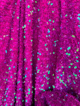 Stretch Sequin on Velvet Fuchsia Iridescent