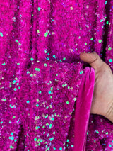 Stretch Sequin on Velvet Fuchsia Iridescent