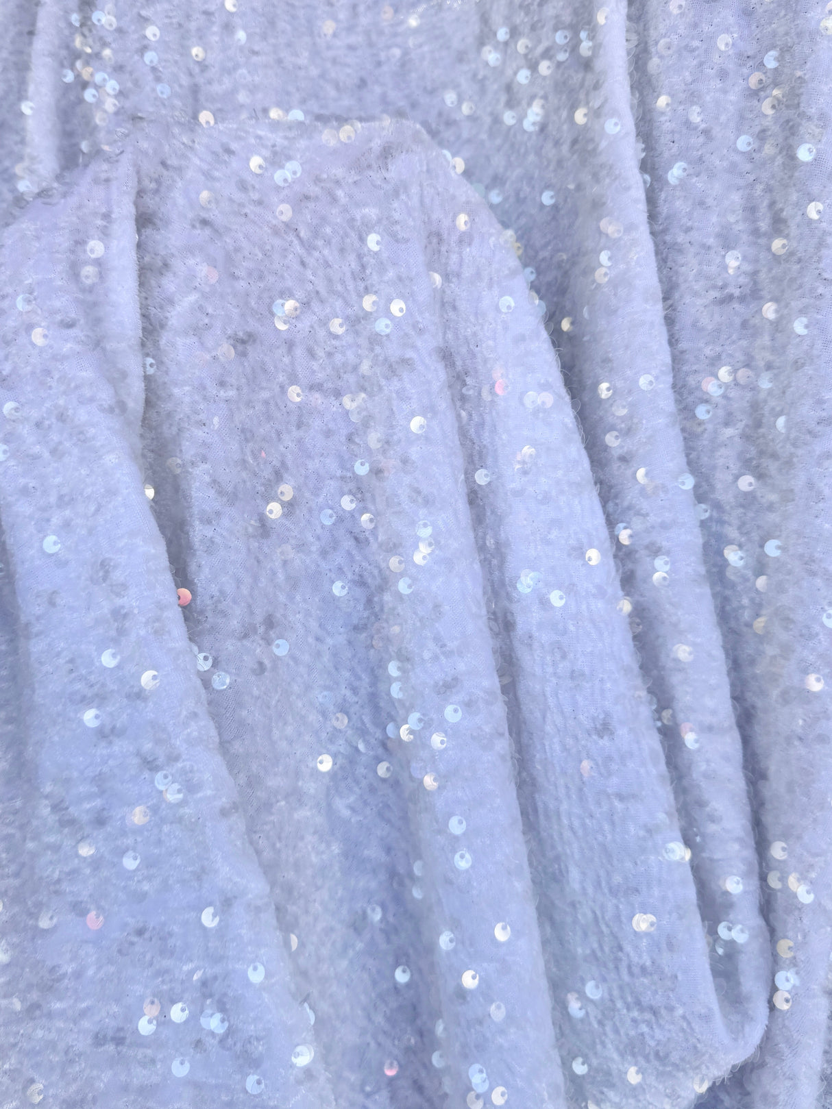 Stretch Sequin on Velvet White