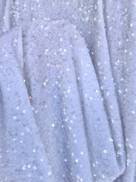 Stretch Sequin on Velvet White