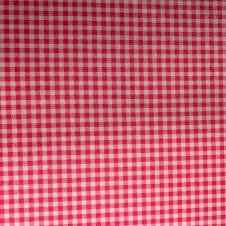 Poly Spandex Mini Barbie Plaid Fabric 60" White Hot Pink