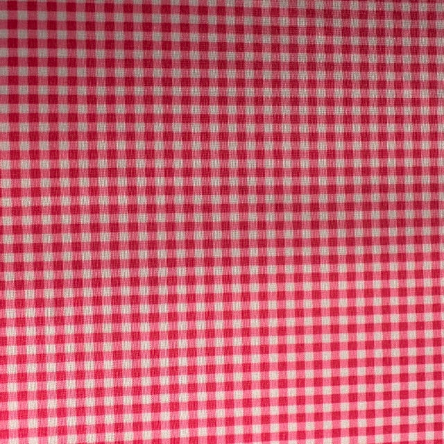 Poly Spandex Mini Barbie Plaid Fabric 60" White Hot Pink