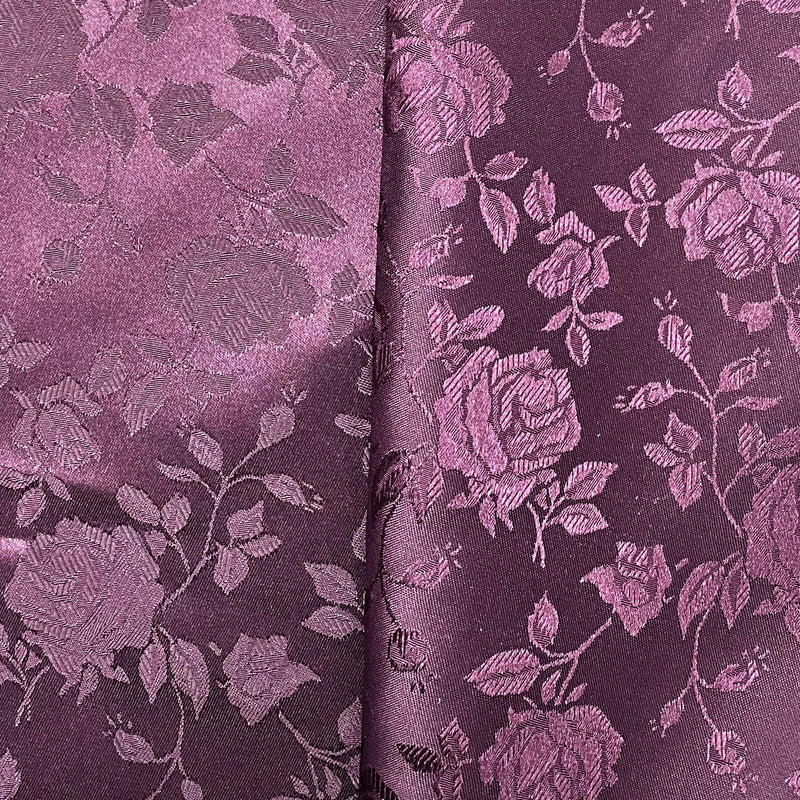 Plum Jacquard Satin Fabric - Plum Reversible Jacquard, 58"-60" Width