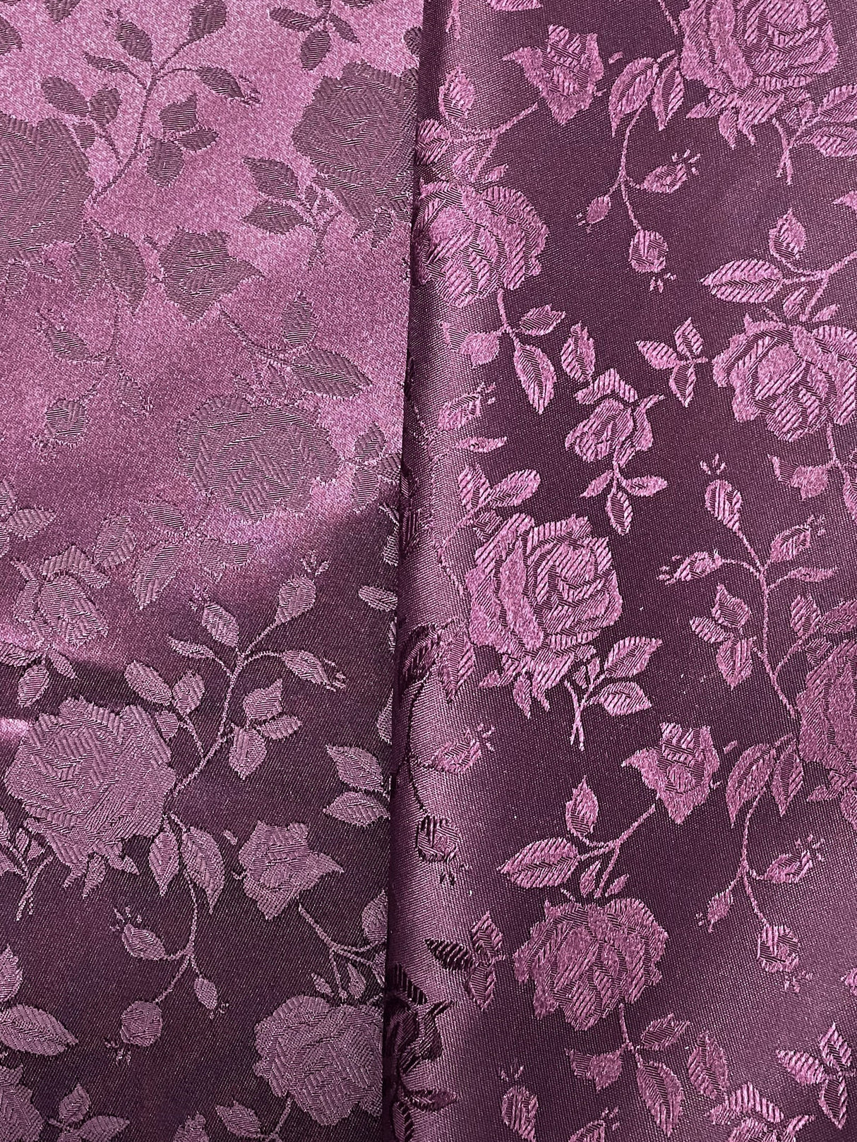 Plum Jacquard Satin Fabric - Plum Reversible Jacquard, 58"-60" Width