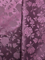 Plum Jacquard Satin Fabric - Plum Reversible Jacquard, 58"-60" Width