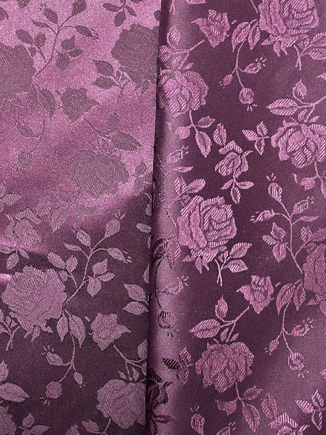 Plum Jacquard Satin Fabric - Plum Reversible Jacquard, 58"-60" Width
