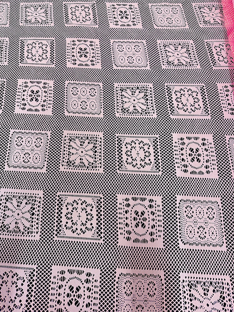 Stretch Crochet Knit Baby Pink Geometric
