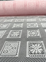 Stretch Crochet Knit Baby Pink Geometric