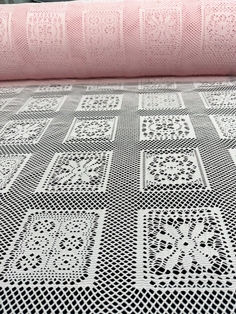 Stretch Crochet Knit Baby Pink Geometric
