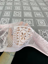 Stretch Crochet Knit Baby Pink Geometric