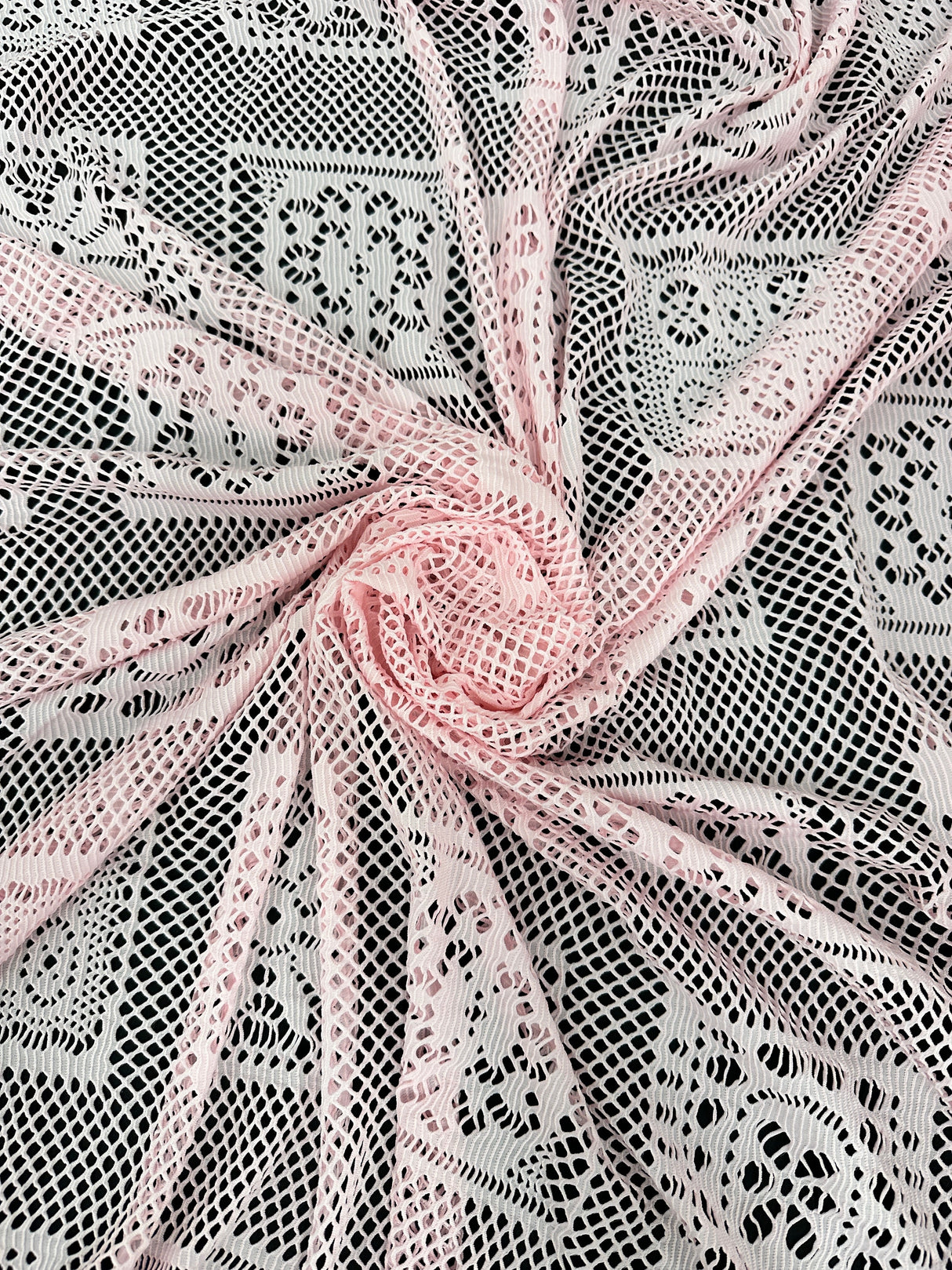 Stretch Crochet Knit Baby Pink Geometric