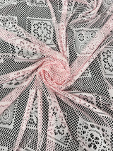 Stretch Crochet Knit Baby Pink Geometric