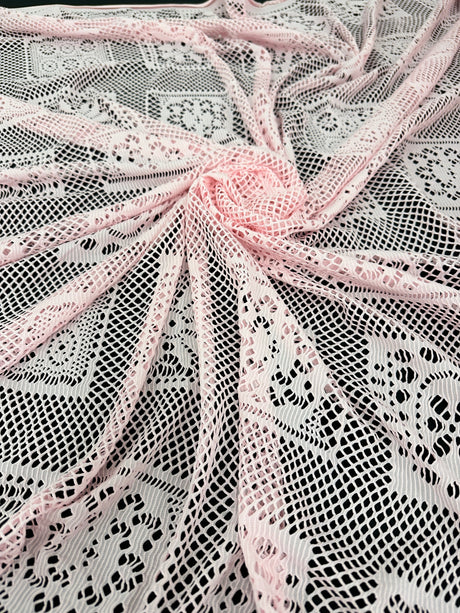 Stretch Crochet Knit Baby Pink Geometric