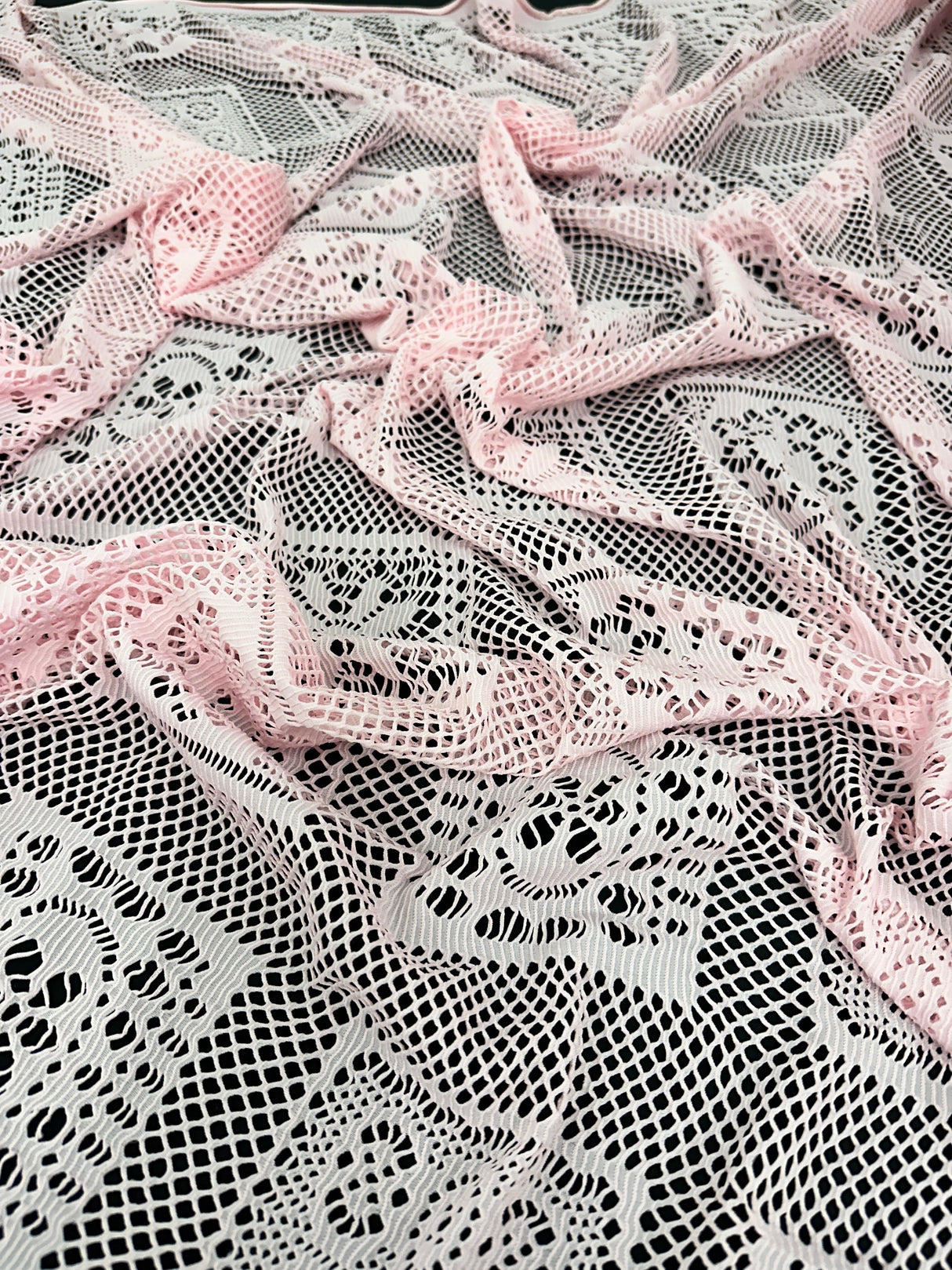 Stretch Crochet Knit Baby Pink Geometric