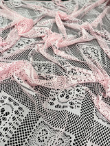 Stretch Crochet Knit Baby Pink Geometric
