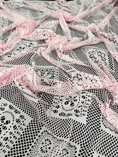 Stretch Crochet Knit Baby Pink Geometric