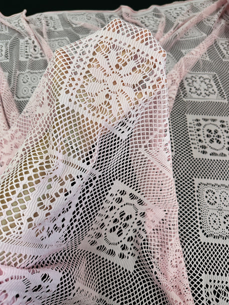 Stretch Crochet Knit Baby Pink Geometric