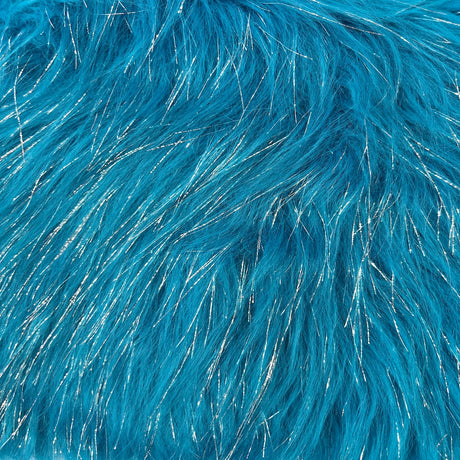 Tinsel Sparkle Glitter Long Pile Shaggy Faux Fur Fabric - 100 Percent Polyester Fabric, Multi Color, 60" Width, 2.5-3" Pile Length (1 Yard)