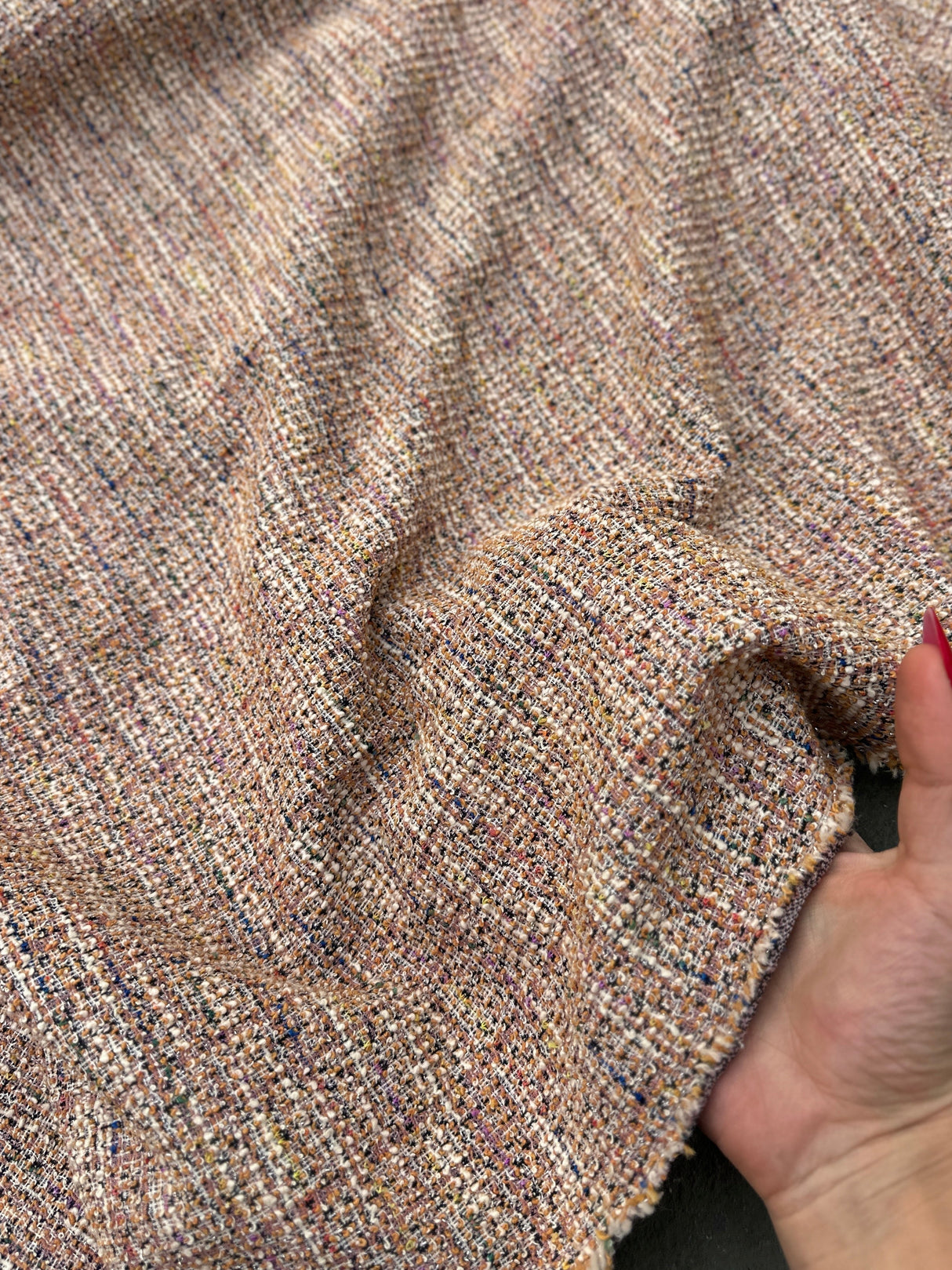 Stretch Chenille Tweed Blush Pink