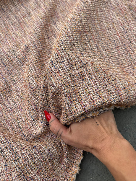 Stretch Chenille Tweed Blush Pink