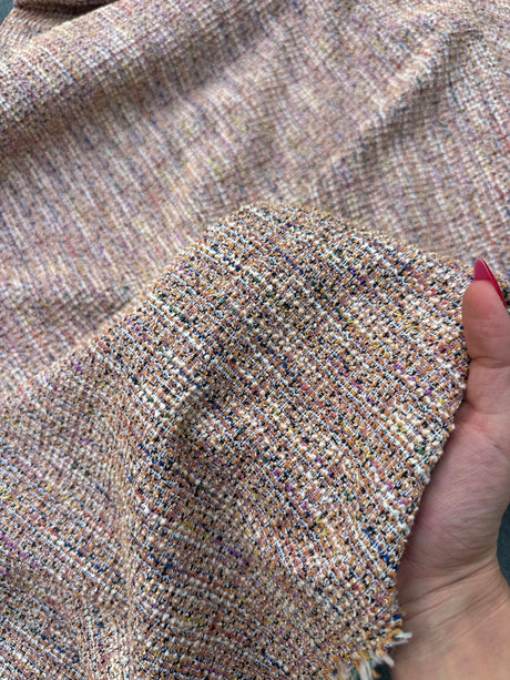 Stretch Chenille Tweed Blush Pink