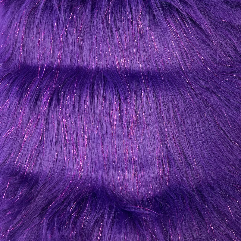 Tinsel Sparkle Glitter Long Pile Shaggy Faux Fur Fabric - 100 Percent Polyester Fabric, Multi Color, 60" Width, 2.5-3" Pile Length (1 Yard)
