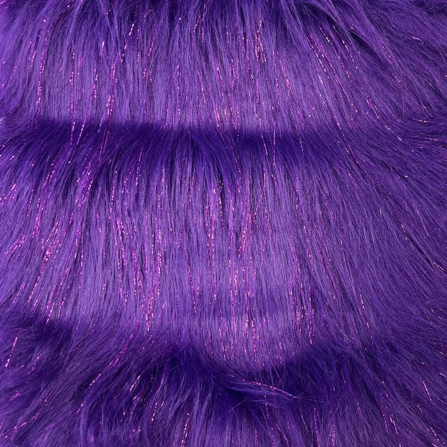 Tinsel Sparkle Glitter Long Pile Shaggy Faux Fur Fabric - 100 Percent Polyester Fabric, Multi Color, 60" Width, 2.5-3" Pile Length (1 Yard)