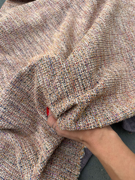 Stretch Chenille Tweed Blush Pink