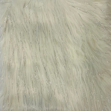 Tinsel Sparkle Glitter Long Pile Shaggy Faux Fur Fabric - 100 Percent Polyester Fabric, Multi Color, 60" Width, 2.5-3" Pile Length (1 Yard)