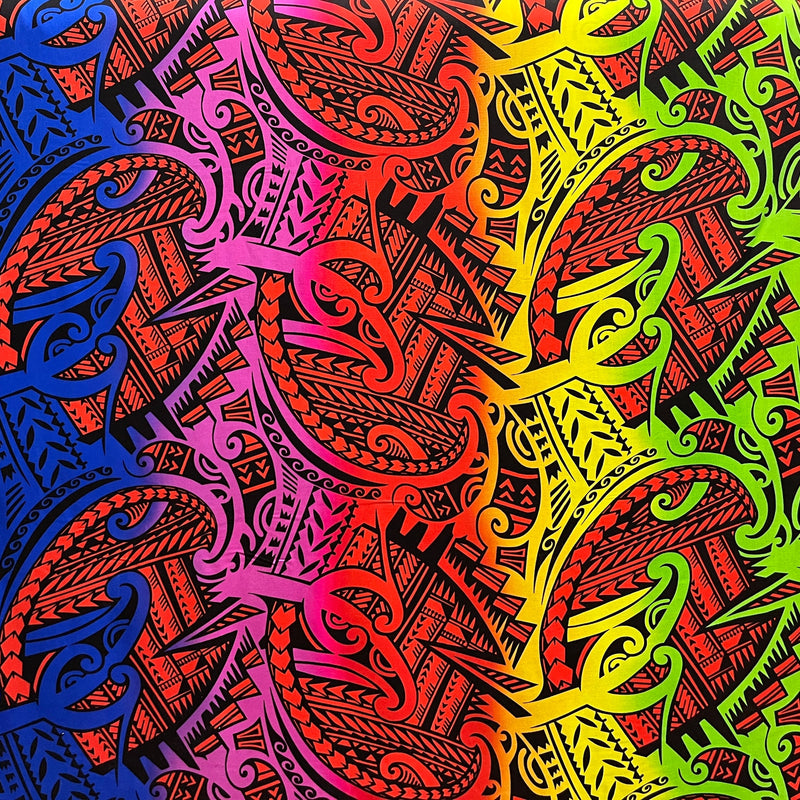 Rayon Poplin Polynesian Tribal Tattoo Design Fabric
