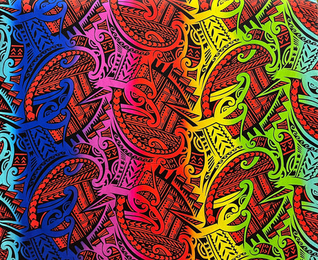Rayon Poplin Polynesian Tribal Tattoo Design Fabric