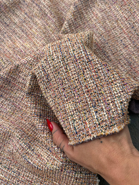 Stretch Chenille Tweed Blush Pink