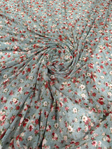 Printed Power Mesh Sage Mini Flowers