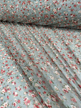 Printed Power Mesh Sage Mini Flowers