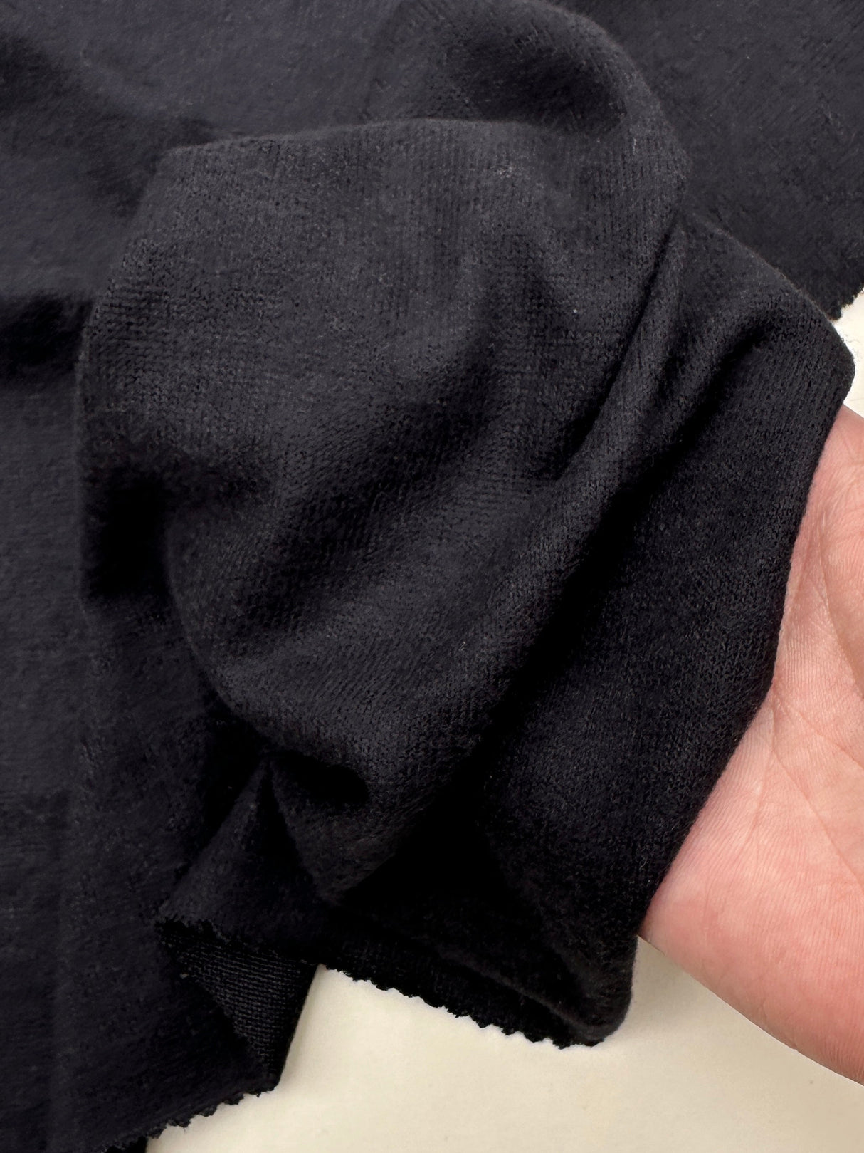Black Buttery Spandex Faux Cashmere Knit