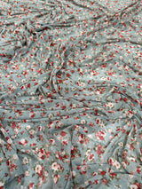 Printed Power Mesh Sage Mini Flowers