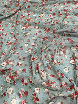 Printed Power Mesh Sage Mini Flowers