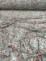 Printed Power Mesh Sage Mini Flowers