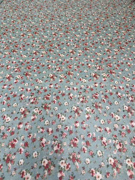 Printed Power Mesh Sage Mini Flowers