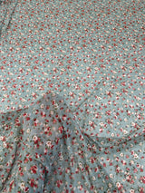 Printed Power Mesh Sage Mini Flowers