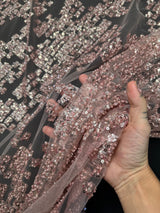 Sequin Lace Blush Pink Geometric Mosaic