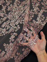 Sequin Lace Blush Pink Geometric Mosaic
