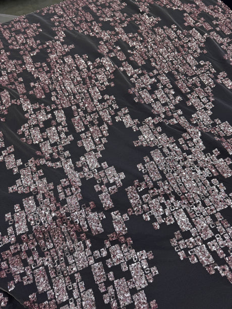 Sequin Lace Blush Pink Geometric Mosaic