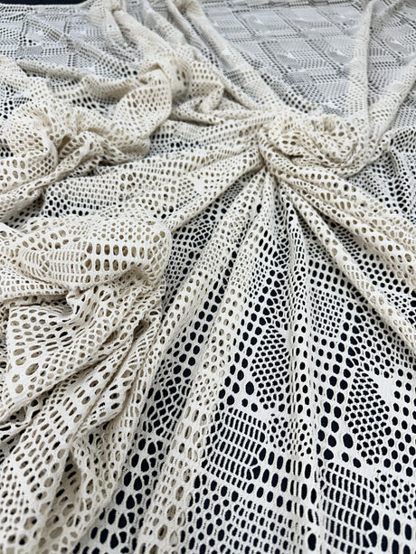White Geometric Hollow Out Knit