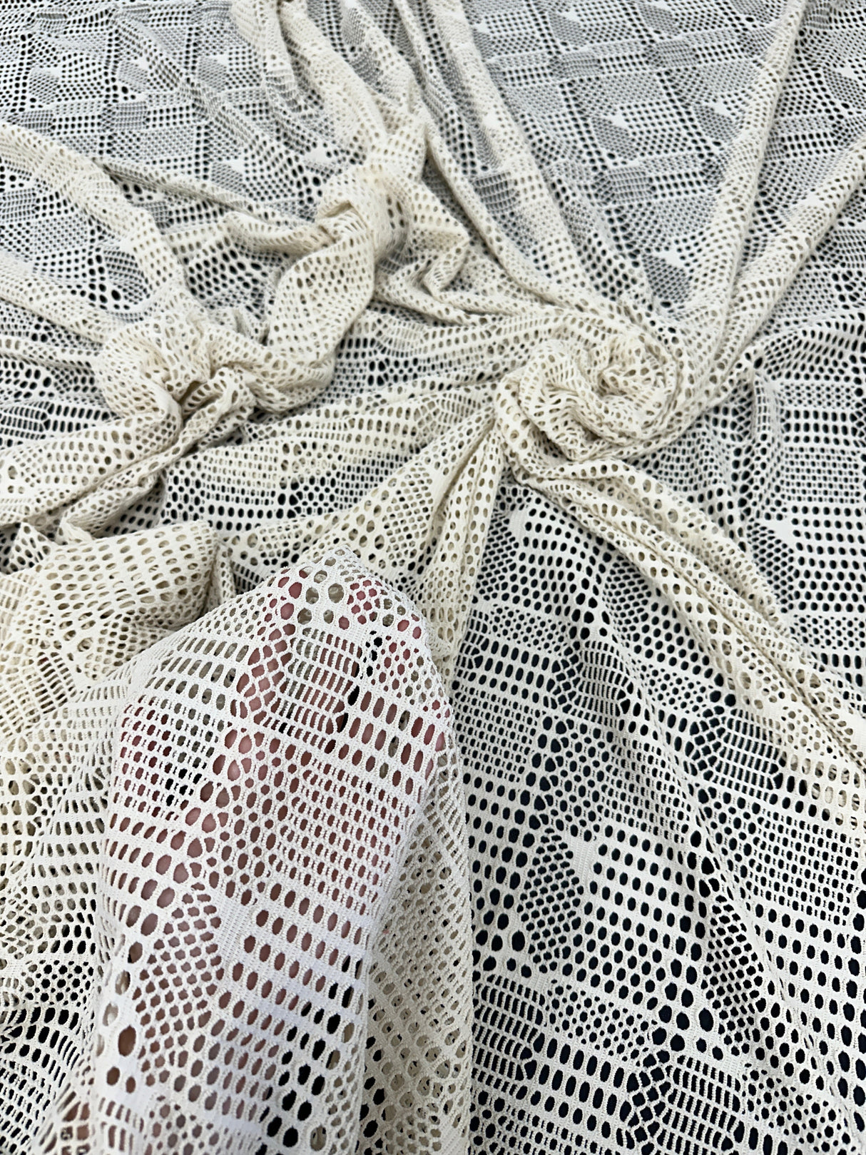 White Geometric Hollow Out Knit