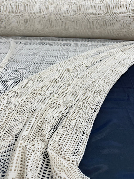 White Geometric Hollow Out Knit