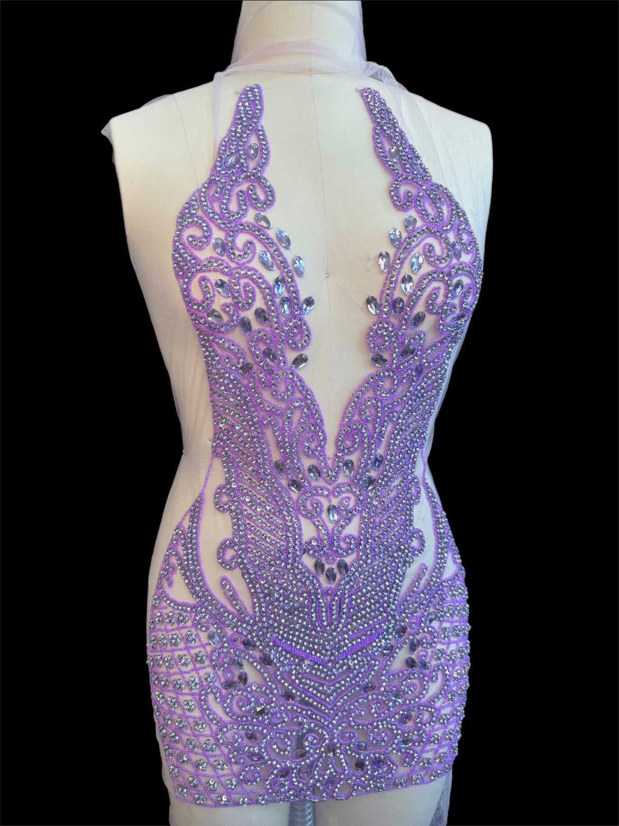 Lavender Rhinestone Bodice Applique