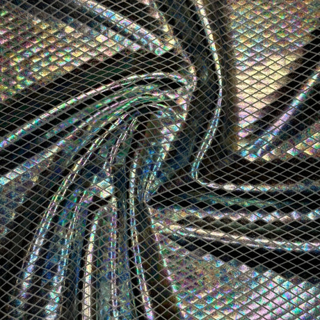 Polyester Spandex Diamond Illusion Fabric 60" White